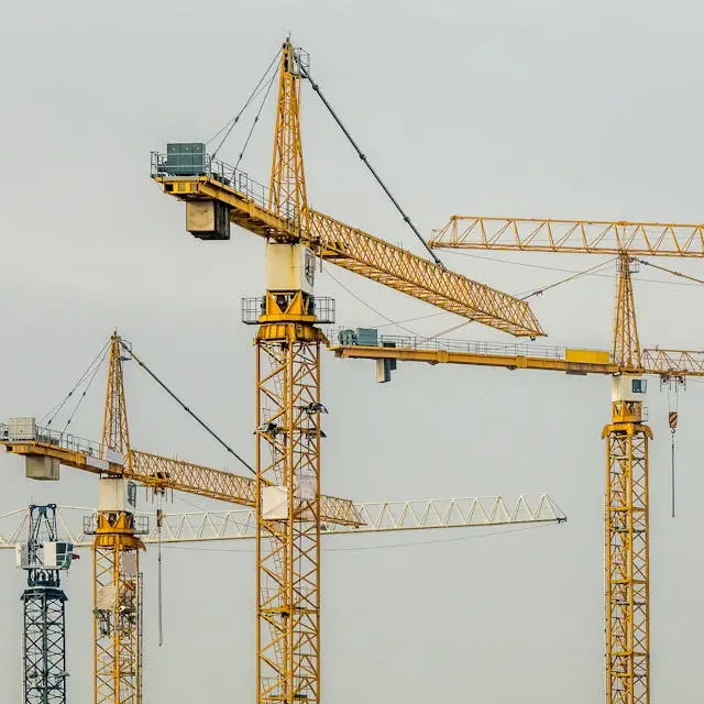Yellow construction cranes