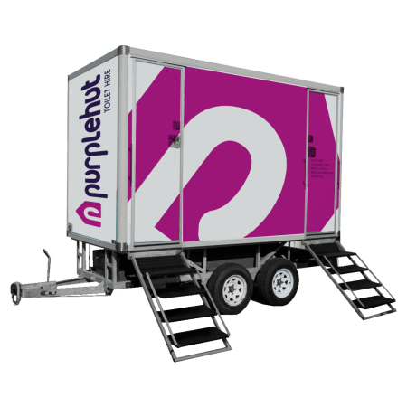 Purplehut branded VIP mobile restroom for portable toilet hire services